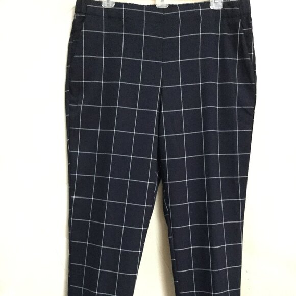 Liz Claiborne Women Siz 10 Pull-on Ankle Pants Elastic Waist Black White Pockets - Picture 6 of 14
